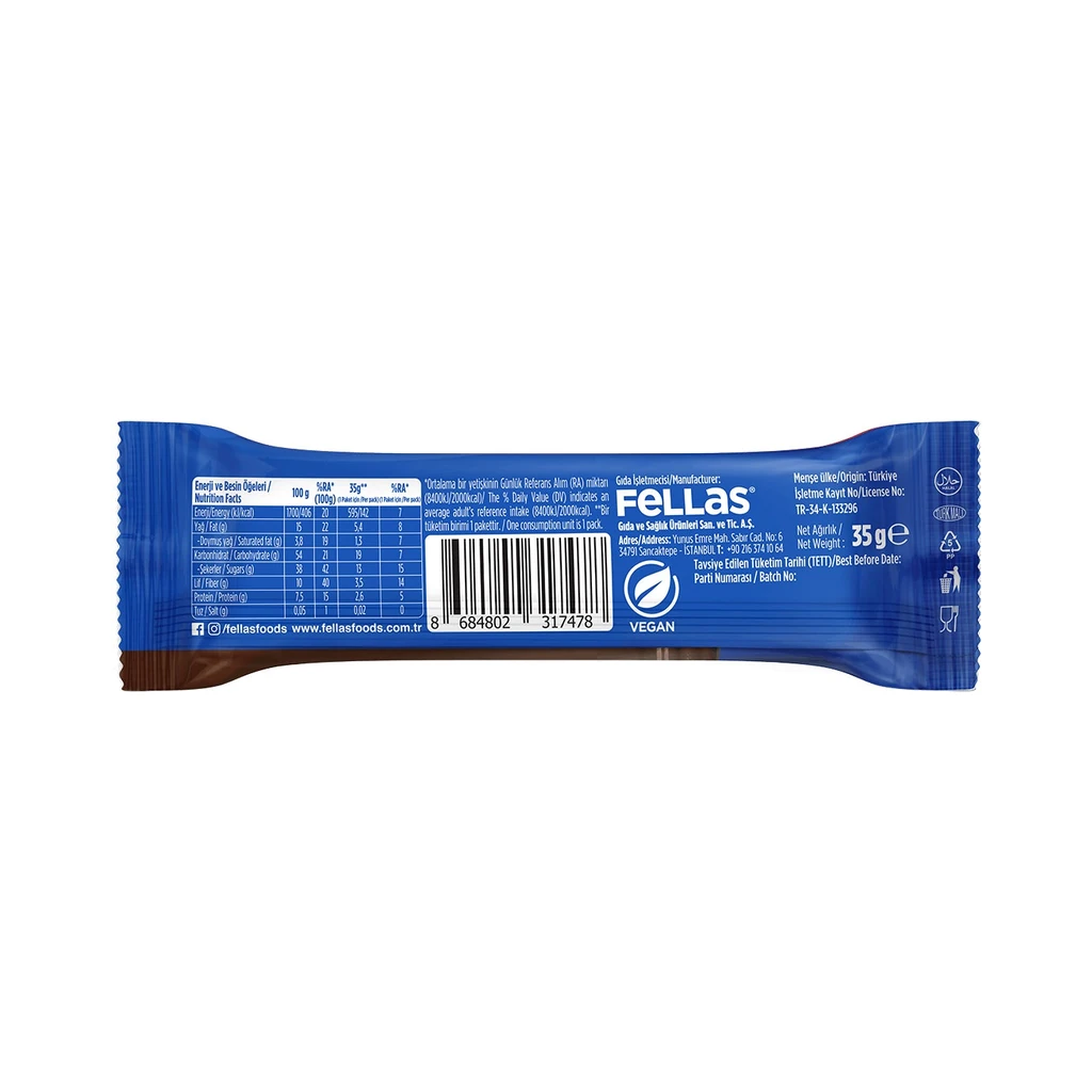 Fellas Choco Çikolata Kaplı Fındıklı Meyve Bar 35 g