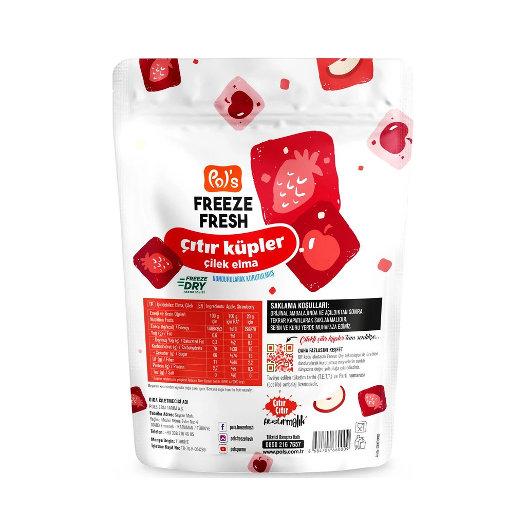 Pol's Freeze Fresh Çıtır Küpler Çilek & Elma 20 g